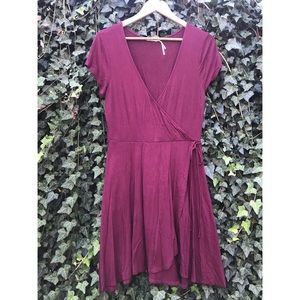 Urban Outfitters Burgundy Mini Wrap Dress